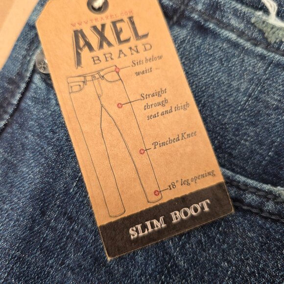 T.K. Axel Jeans Mens 36x32 Slim Boot Stretch Blue Denim Embroidered Pockets - Picture 7 of 13